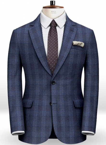 Blue Mont Checks Flannel Wool Suit