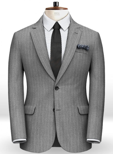 Gray Stripe Flannel Wool Jacket