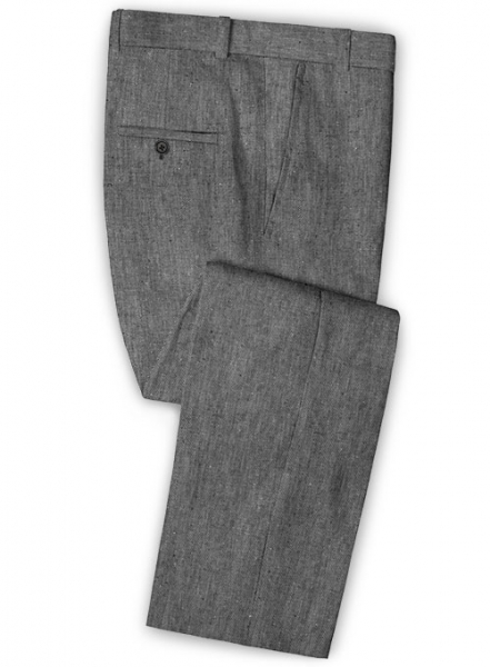 Italian Carbon Black Twill Linen Pants