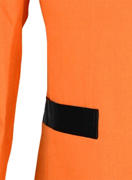 Pure Neon Orange Linen Nehru Tuxedo Jacket