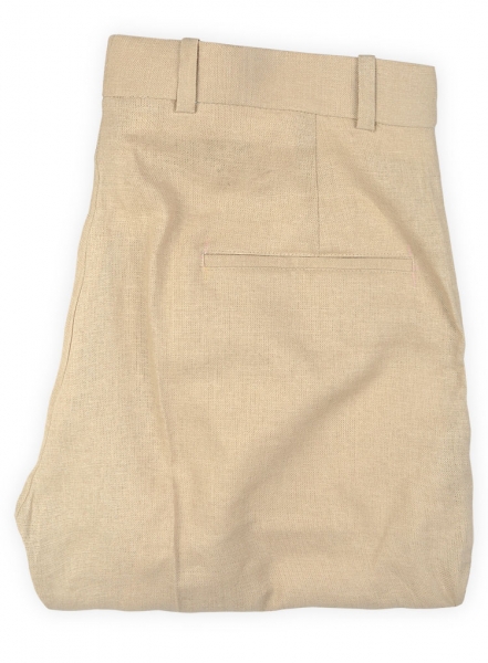 Tropical Beige Linen Pants - 32R