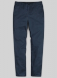 Royal Blue Feather Cotton Canvas Stretch Chino Pants