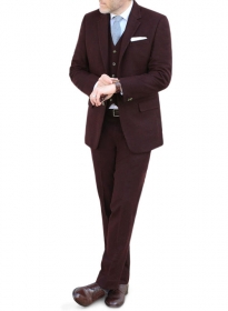 Light Weight Dark Maroon Tweed Suit