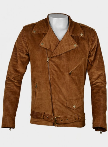 Camel Thick Corduroy Biker Jacket - M Slim