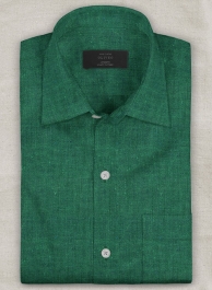 European Green Linen Shirt - Full Sleeves