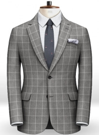 Gray Windowpane Flannel Wool Jacket