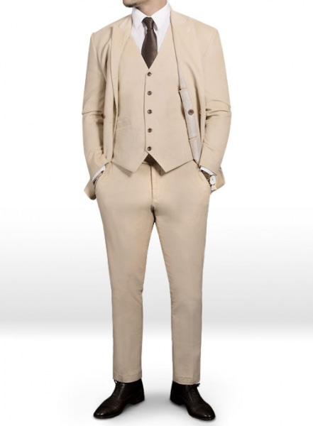 Stretch Light Beige Corduroy Suit