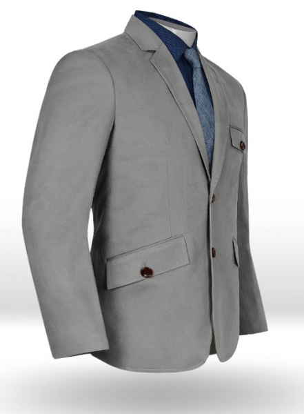 Light Gray Peach Finish Chino Madison Style Jacket