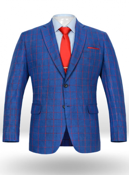 Italian Cobalt Checks Linen Jacket