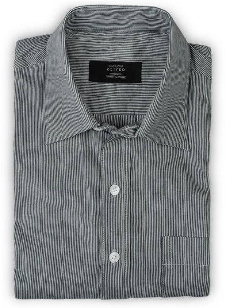 Classic Gray Pinstripe Cotton Shirt - Full Sleeves