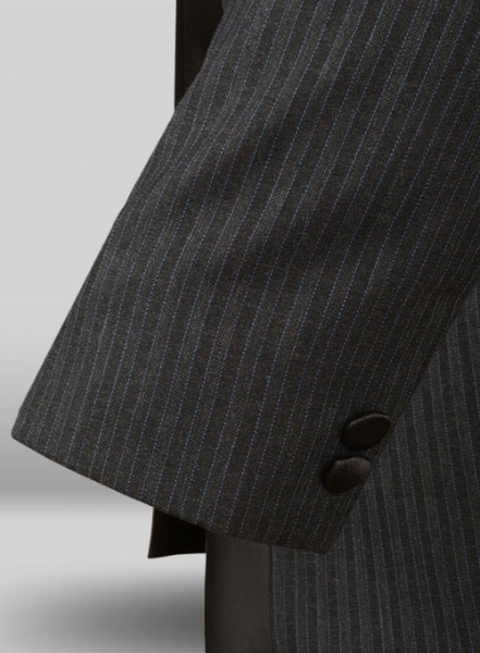 Trossi Charcoal Pure Wool Nehru Tuxedo Jacket