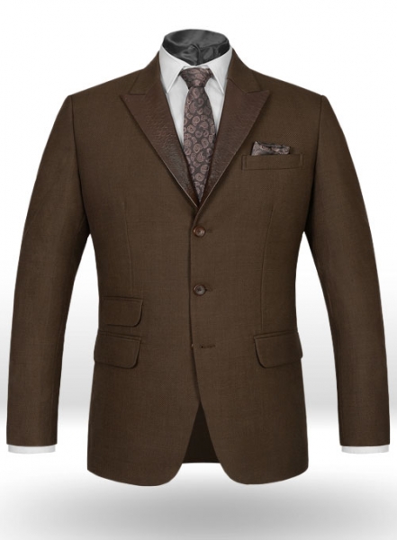 Empire Nail Head Brown Wool Jacket With Leather Lapel