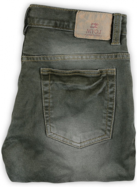 Chester Olive Stretch Jeans - Treated Hard Wash