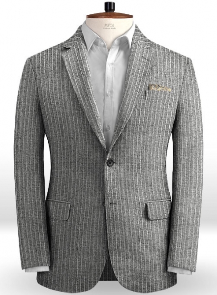 Solbiati Gray Stripes Linen Suit