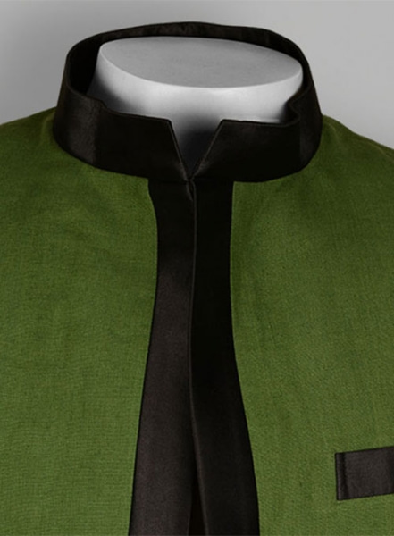 Pure Zod Green Linen Nehru Tuxedo Jacket