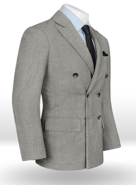 Reda Haze Gray Pure Wool Double Breasted Jacket