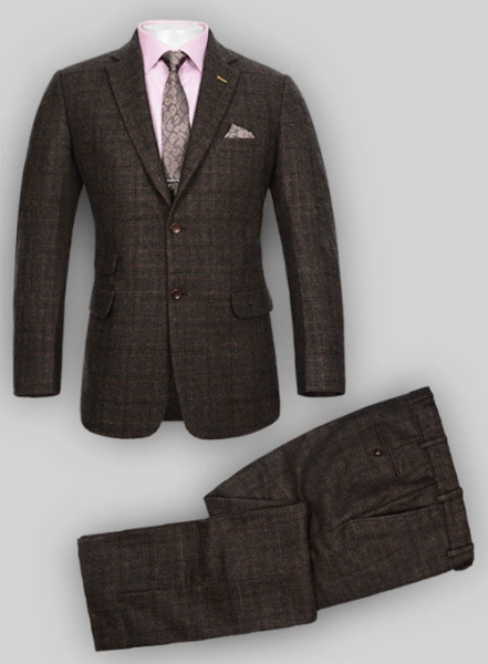 Vintage Jones Dark Brown Checks Tweed Suit