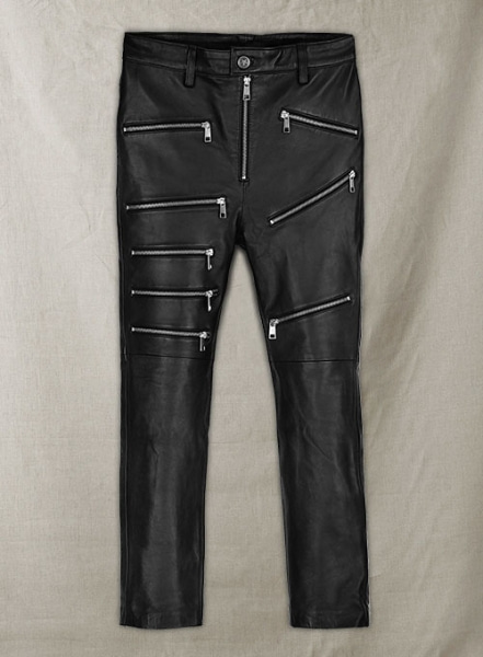 Leather Zipper Jeans - Style # 9