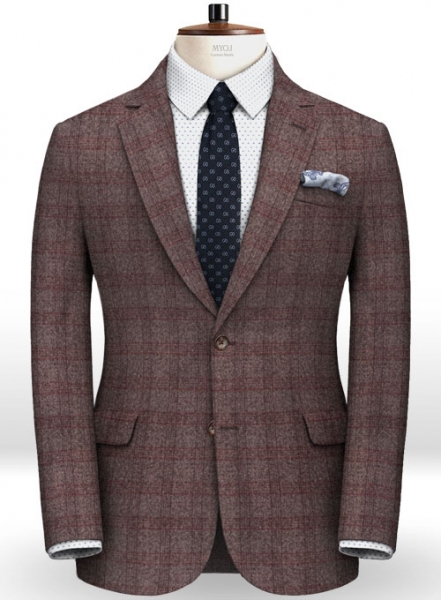 Saga Wine Feather Tweed Suit