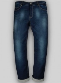 Knitted Jogger Denim Stretch Jeans - Hard Wash - Whiskers