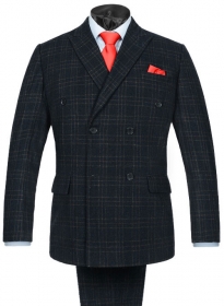 Vintage Jones Navy Checks Tweed Suit