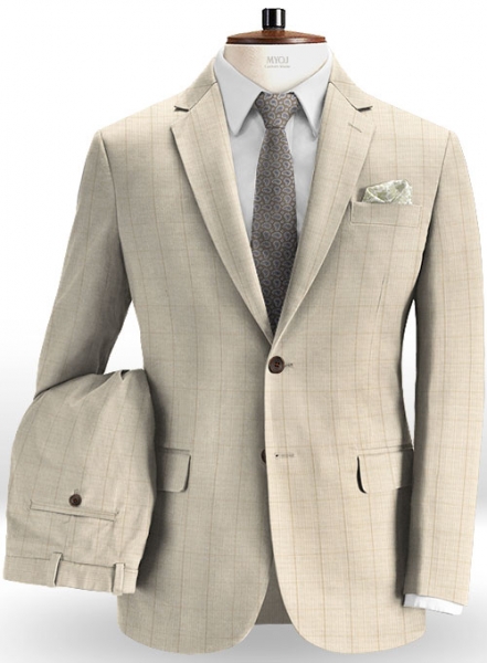Glen Stretch Cotton Fawn Suit