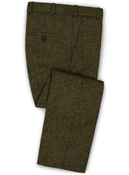 Harris Tweed Melange Green Herringbone Pants