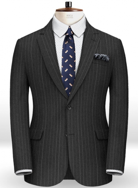 Napolean Chalk Stripe Charcoal Wool Suit