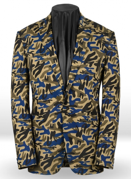 Blue Camo Leisure Style Sports Coat