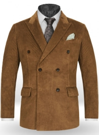 Camel Thick Corduroy Double Breasted Jacket