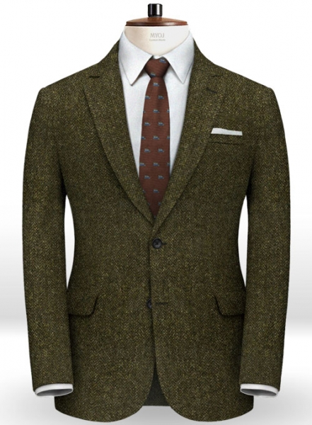 Harris Tweed Melange Green Herringbone Suit