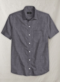 European Haze Purple Linen Shirt - Half Sleeves