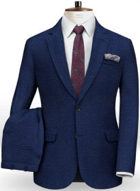 Italian Melange Blue Angora Wool Suit