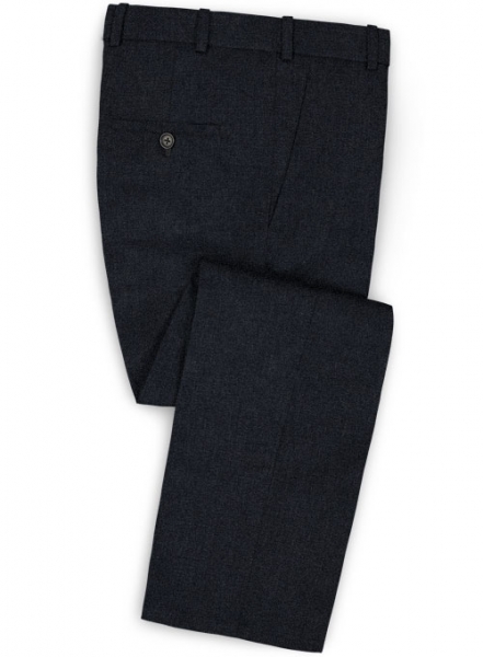 Italian Navy Blue Twill Linen Pants