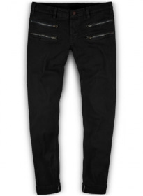 Twiggy Double Zipper Black Jeans