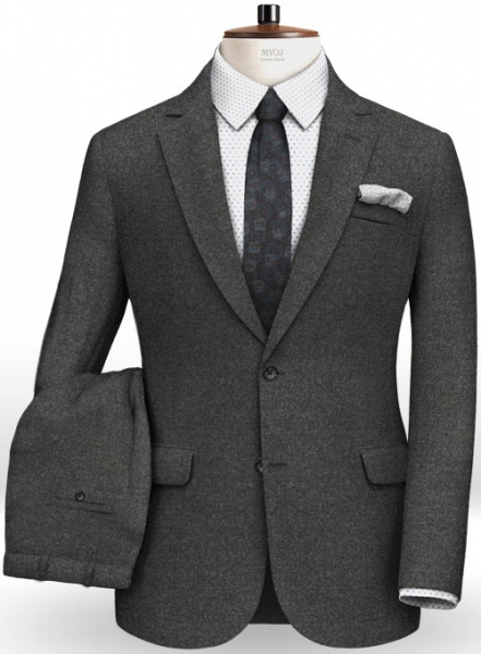 Italian Flannel Dark Gray Wool Suit