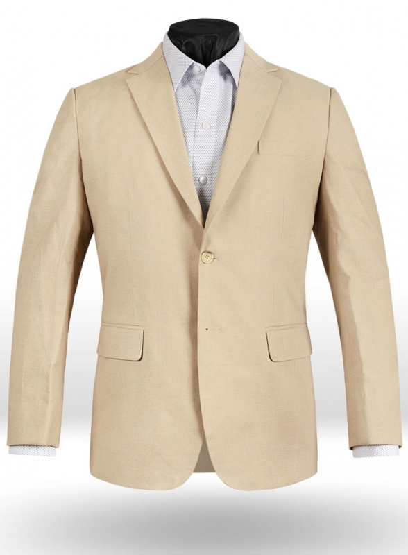 Tropical Beige Linen Jacket - 40R