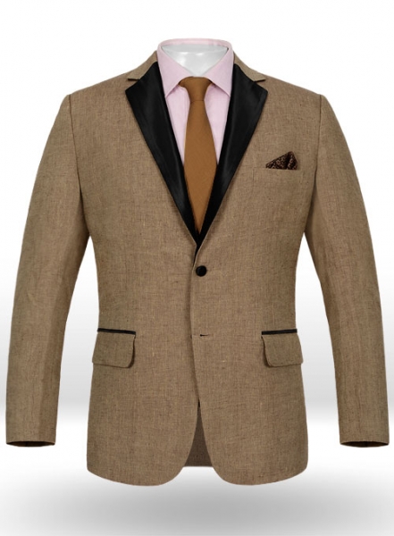 Italian Casa Brown Linen Tuxedo Jacket