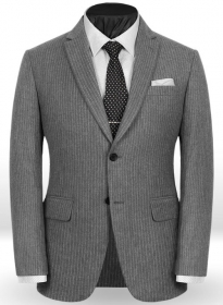 Light Weight Gray Stripe Tweed Jacket - 40R
