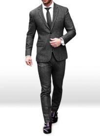 Light Weight Slubby Black Tweed Suit