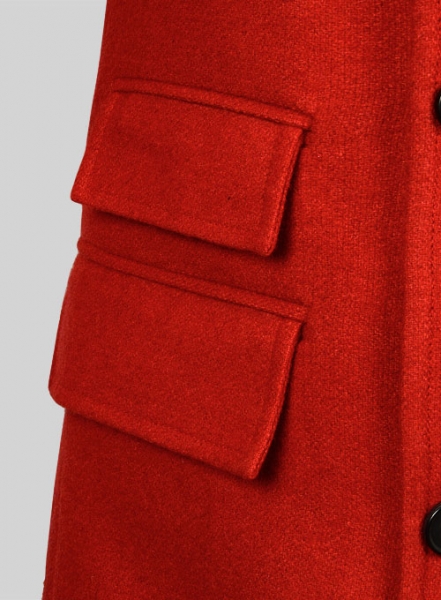 Vintage Plain Red Tweed GQ Trench Coat