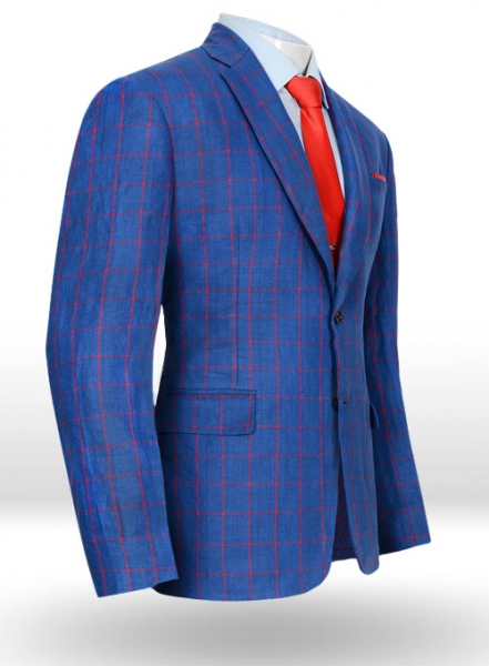 Italian Cobalt Checks Linen Jacket