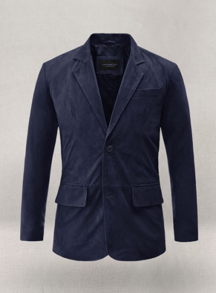 Royal Blue Suede Leather Blazer