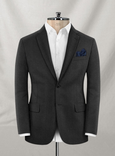 Napolean Mini Stripe Black Wool Suit