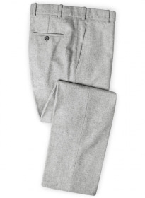 Vintage Plain Light Gray Tweed Pants