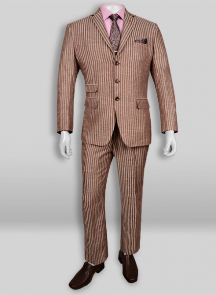 Italian Brown Stripe Linen Suit