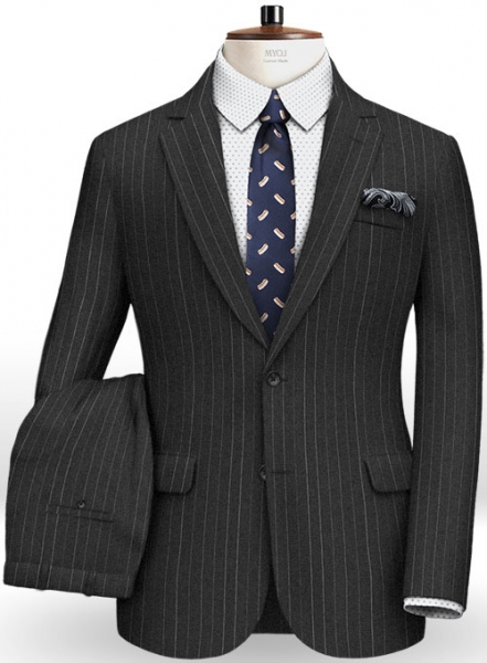 Napolean Chalk Stripe Charcoal Wool Suit