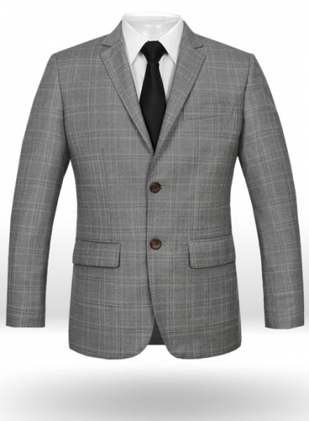 Zegna Light Gray Checks Pure Wool Jacket