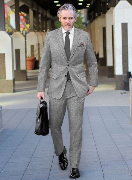 Vintage Plain Gray Tweed Suit