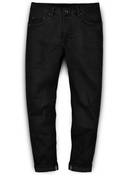 Black Body Hugger Stretch Jeans - Hard Wash - Black Thread